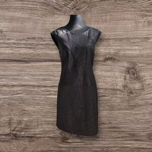Mexx Black Sheath Mini Shimmery Dress Mock Neck Sleeveless  Size 6